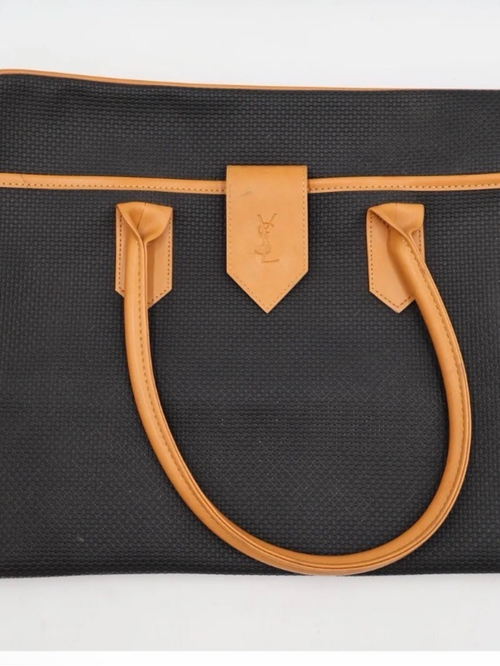 Yves Saint Laurent Black Tote with Tan Leather Trim - Picture 2 of 9